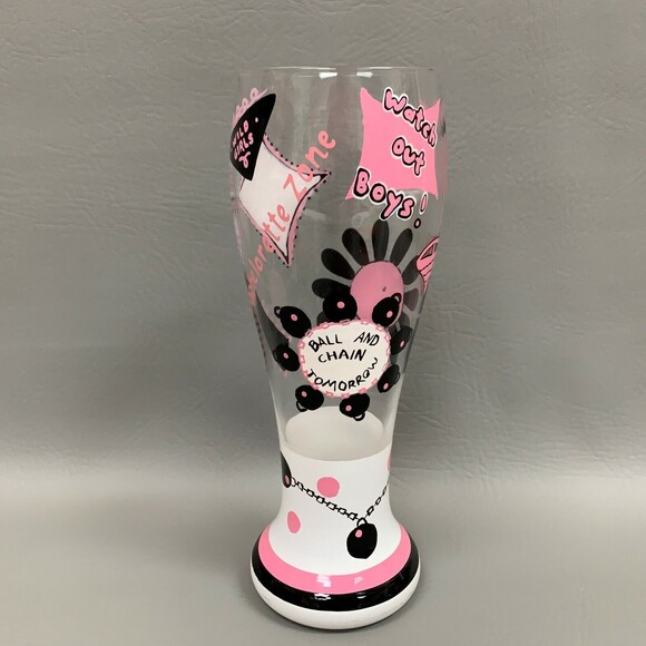 Lolita Pilsner Glass 22 oz Last Night Out Gotta Love Beer Party Hand Painted - Picture 1 of 10